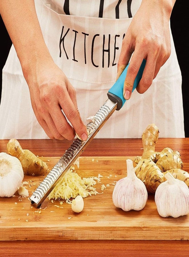 باسكيتي مبشرة يدوية من الفولاذ المقاوم للصدأ من باسكتي لليمون والجبن والزنجبيل والثوم والخضروات والفواكه - قطعة واحدة (أزرق) - Image 5